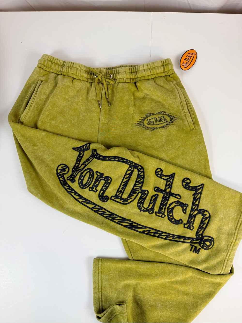 Von Dutch Olive Green Logo Sweatpants Mens Medium NWT